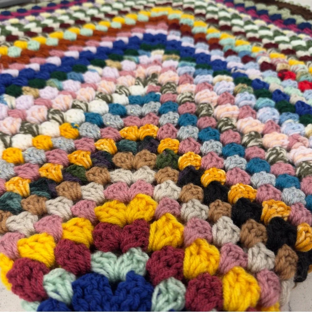52” NWT Granny Square Blanket Handmade Crochet